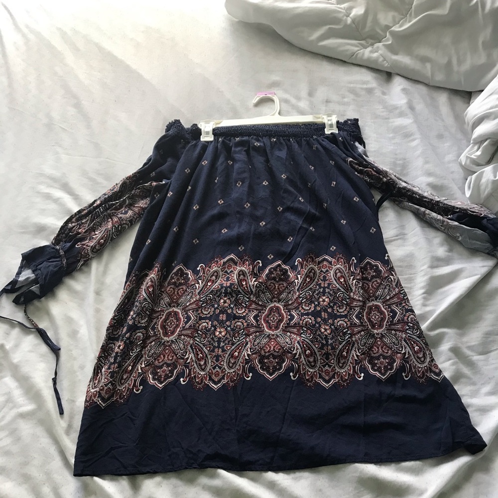 An off the shoulder dress, perfect for right now!